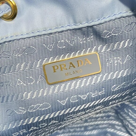 PRADA Duetto 1BH038 Light Blue Nylon Leather - Handbag - Picture 14 of 14